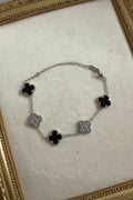 K18 clover collection black onyx/gemstones bracelet