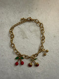 3 Cherry gold chain bracelet