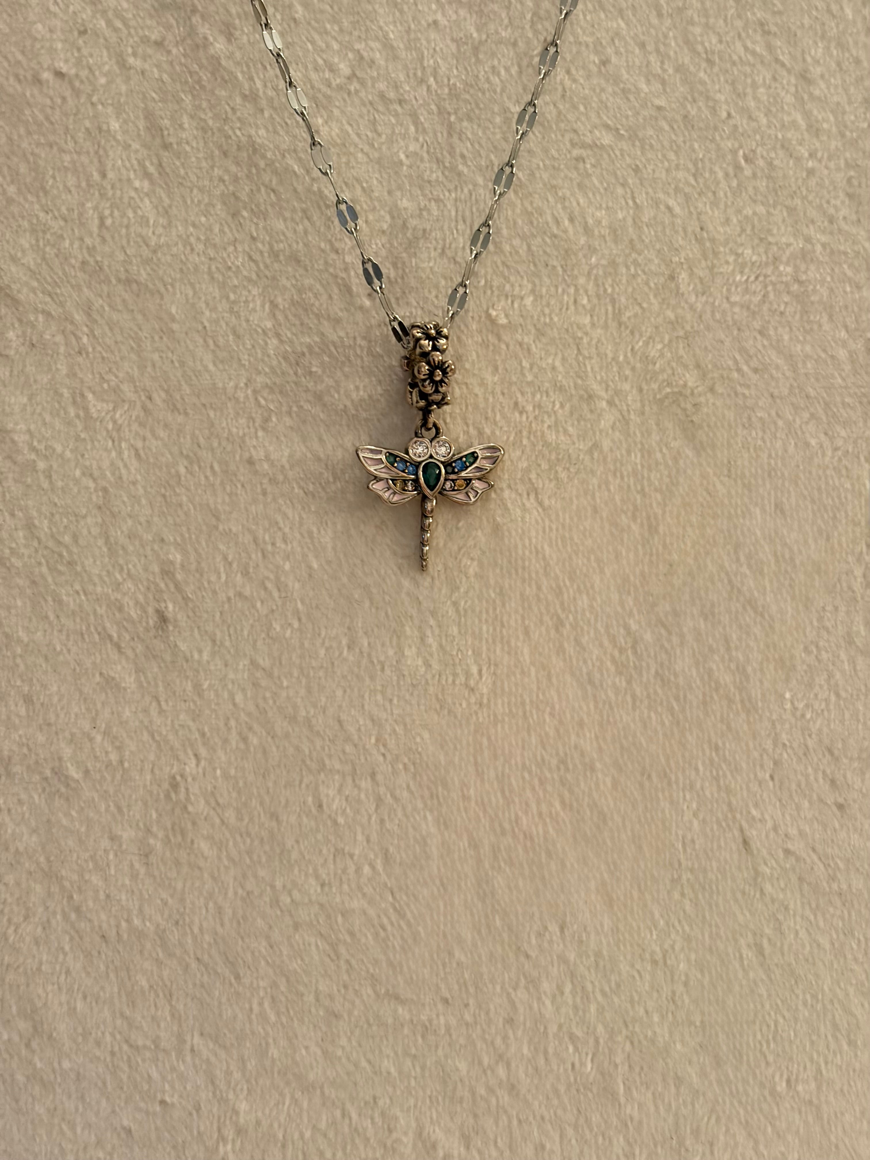 Stainless steel necklace with a dragonfly pendant- silver