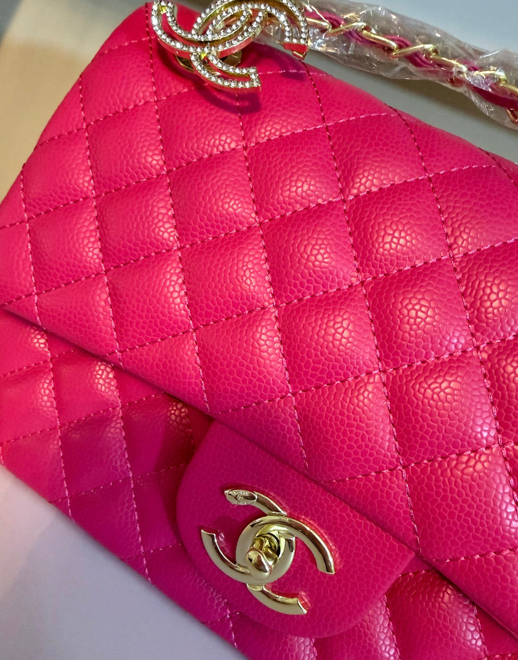 Fuschia quilted purses with turn clasp