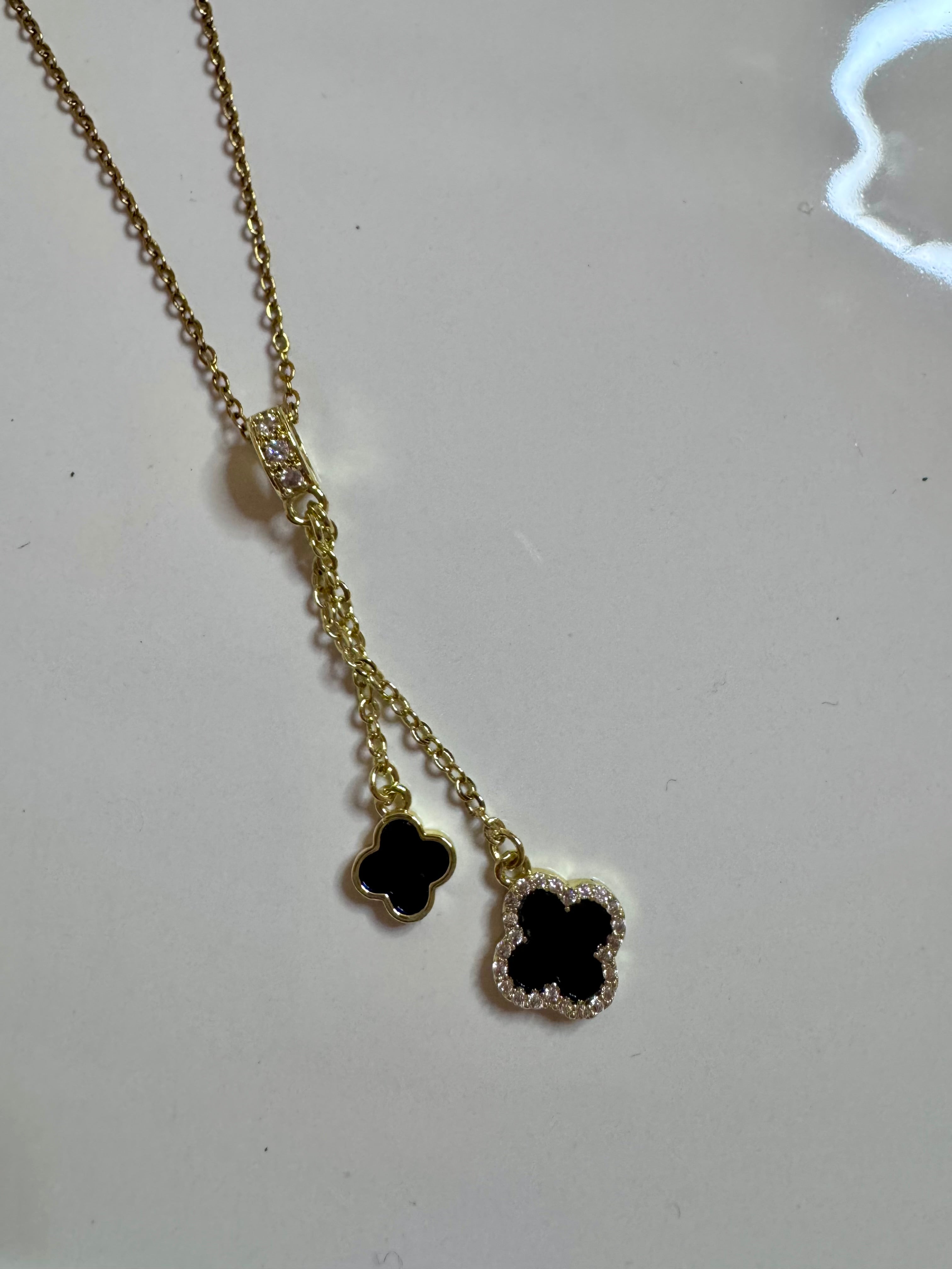 Midnight Clover Drop Necklace