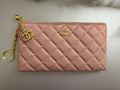 Blush Quilted Wristlet with Gold Chain