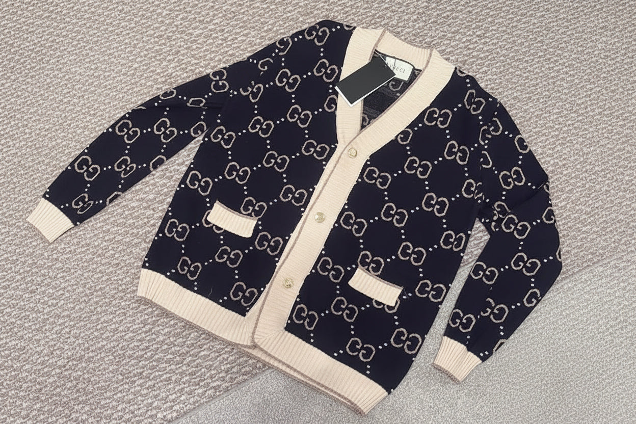 Black, gold and yellow cardigan sweater