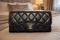 Black Quilted Wallet/Gold Hardware