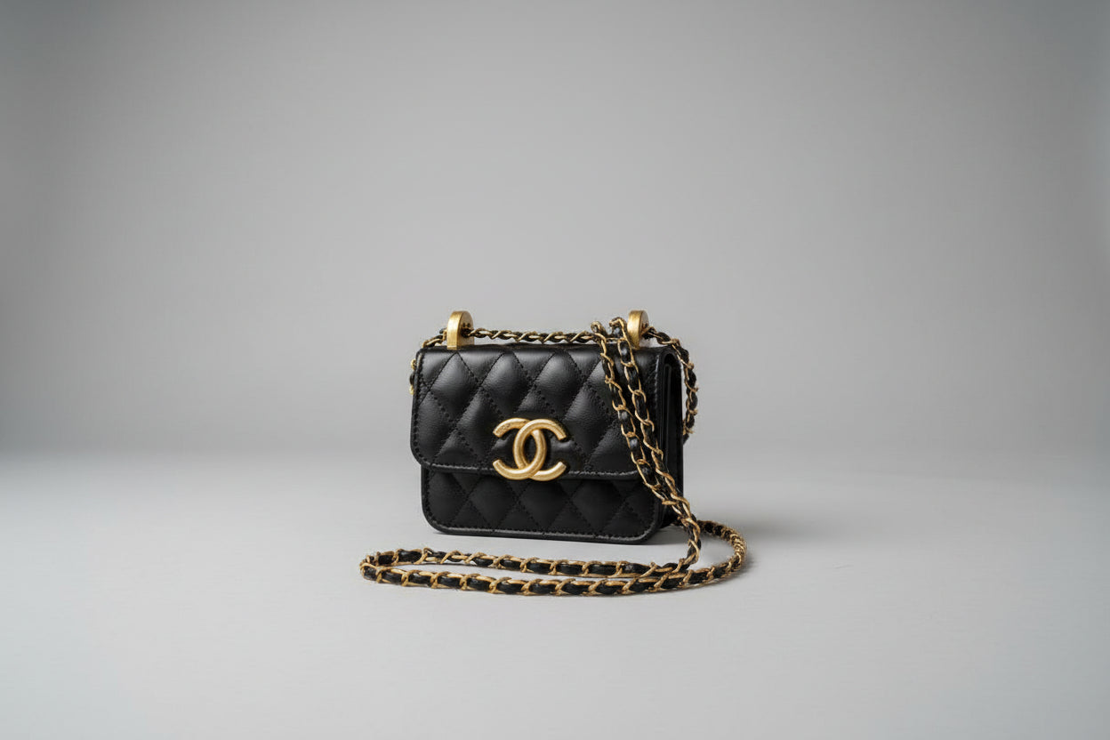 Mini Black Crossbody w/ gold hardware