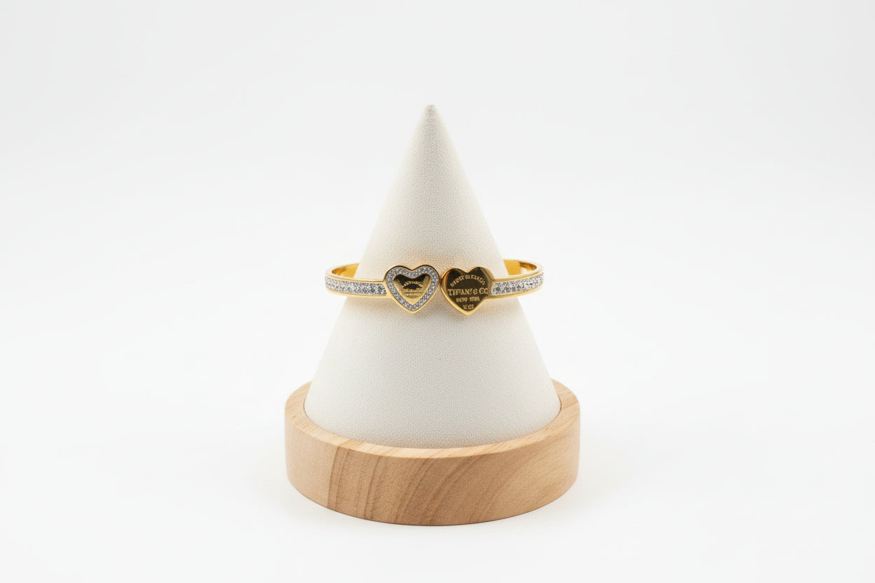 Bangle Gold 2 Hearts