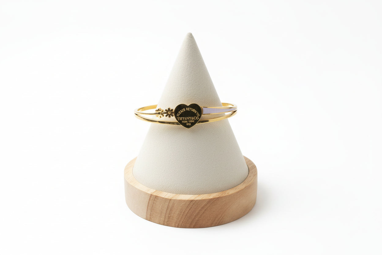 Bangle Gold/Pink Heart