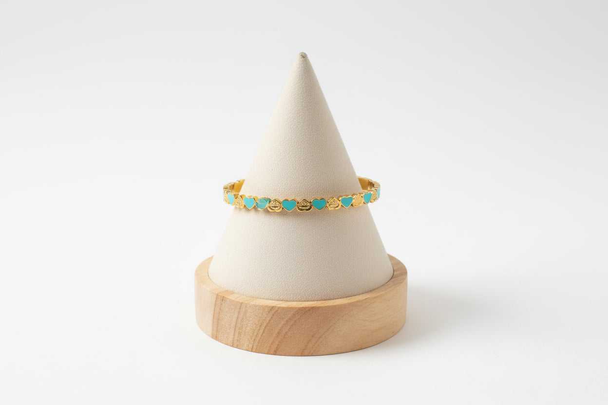 Bangle Tiffany Blue/Gold Hearts