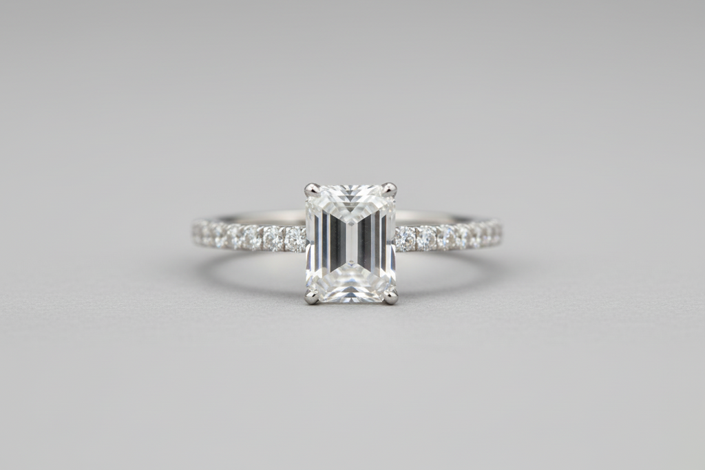 925 SS Moissanite Emerald Cut with gemstones 