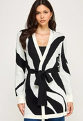 Black and White Women's Cardigan Sweater