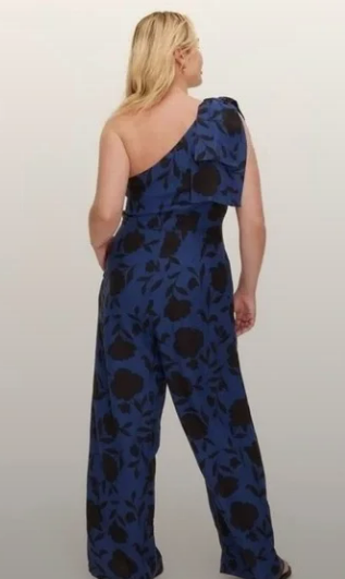 Kate Spade Blue and Black One-Shoulder Jumpsuit