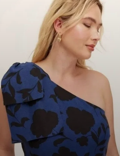 Kate Spade Blue and Black One-Shoulder Jumpsuit