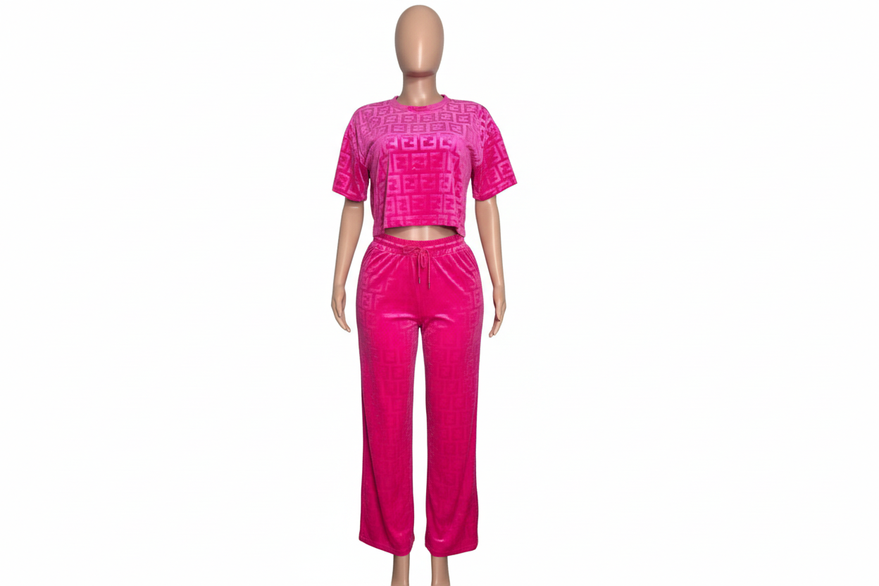 Pink Velvet Two-Piece Set