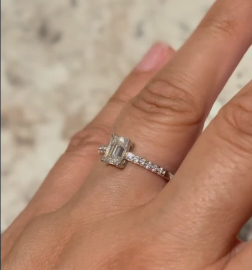 925 SS Moissanite Emerald Cut with gemstones